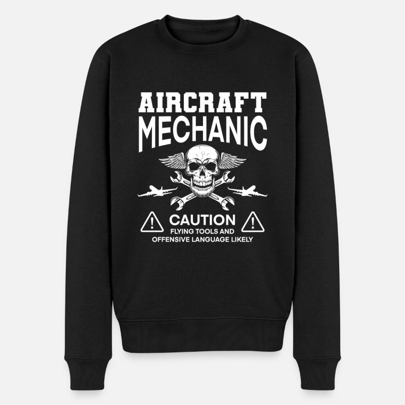 Crâne de mécanicien d’avion - Pull Premium bio Homme - noir