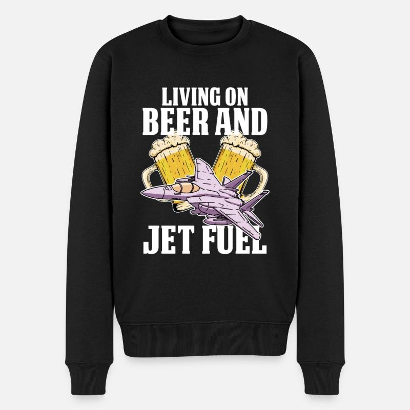 Mécanicien d’avion Jet de bière - Pull Premium bio Homme - noir
