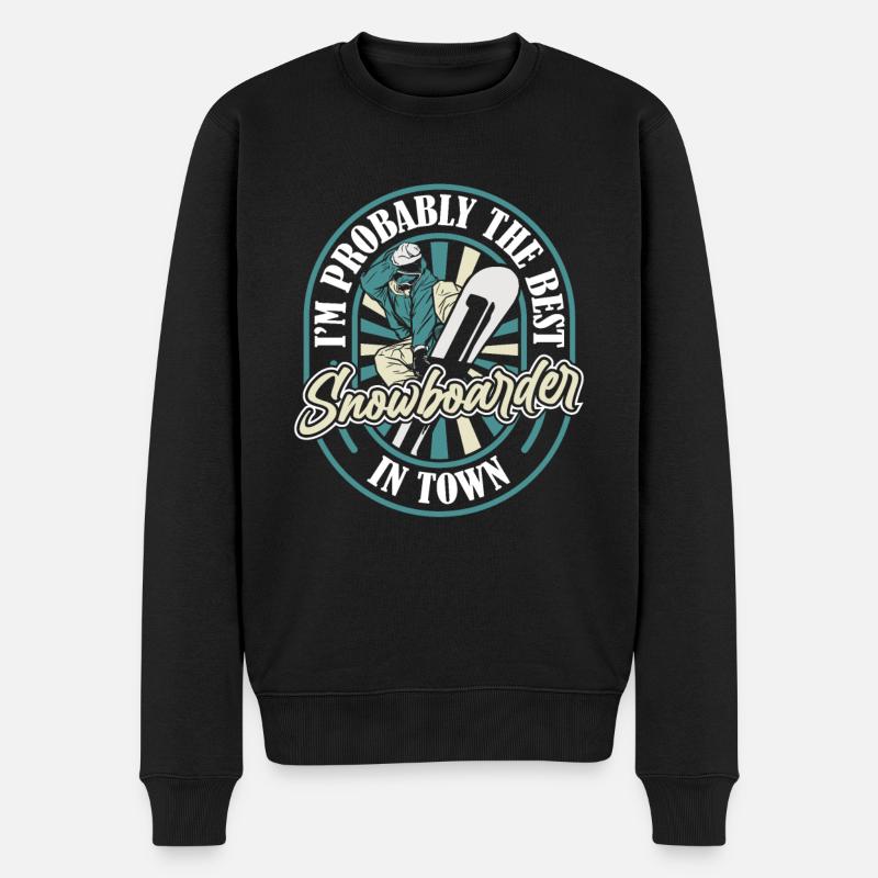 Snowboard Snowboarder Drôle - Pull Premium bio Homme - noir