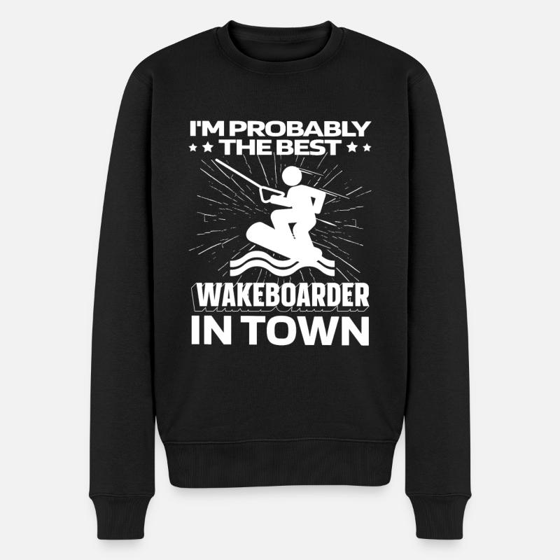 Wakeboard Wakeboarder Drôle - Pull Premium bio Homme - noir