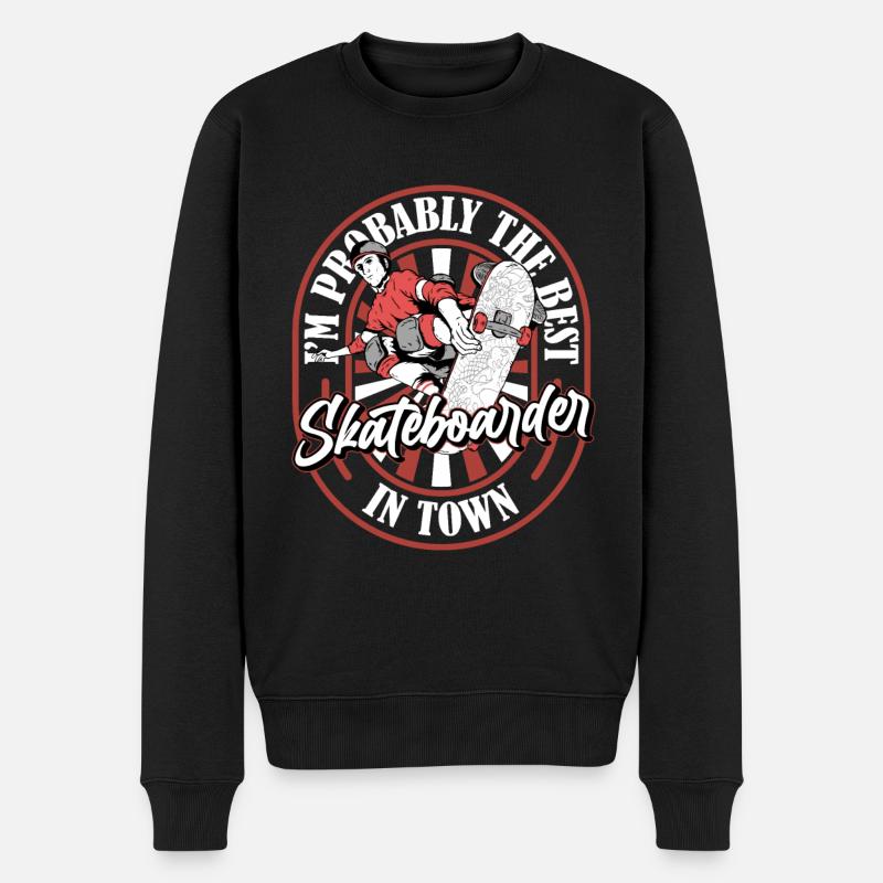 Skateboard Skater Lustig - Männer Premium Bio Pullover - Schwarz