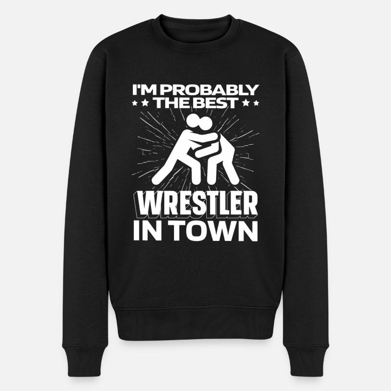 Wrestling Wrestler Lustig - Männer Premium Bio Pullover - Schwarz