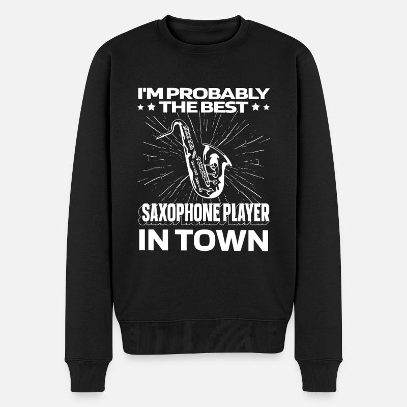 Saxophon Saxofon Witzig - Männer Premium Bio Pullover - Schwarz
