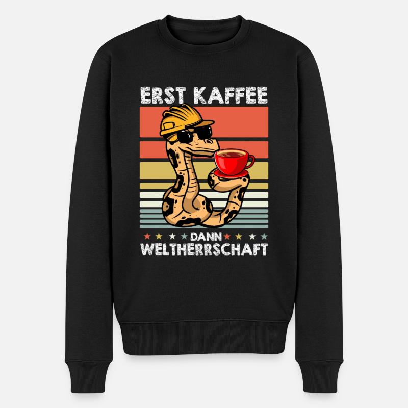 Boa Constrictor Schlange Sonnenbrille Kaffee - Männer Premium Bio Pullover - Schwarz