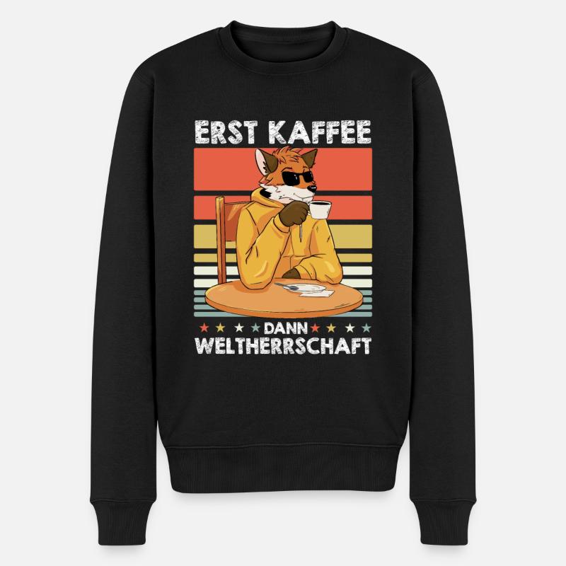 Fuchs Sonnenbrille Kaffee - Männer Premium Bio Pullover - Schwarz