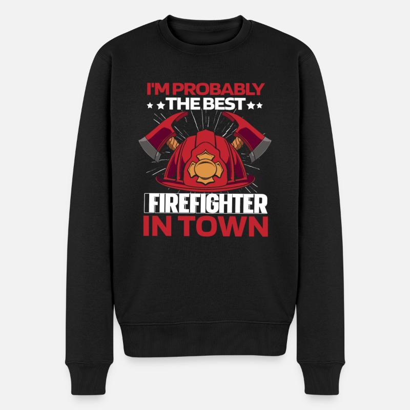 Feuerwehrmann Helm - Männer Premium Bio Pullover - Schwarz
