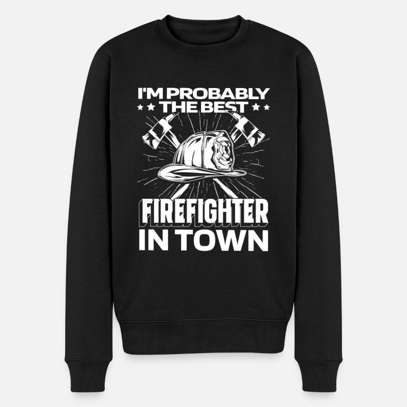 Feuerwehrmann Helm - Männer Premium Bio Pullover - Schwarz