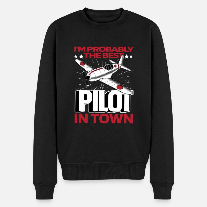 Pilote d’avion drôle - Pull Premium bio Homme - noir