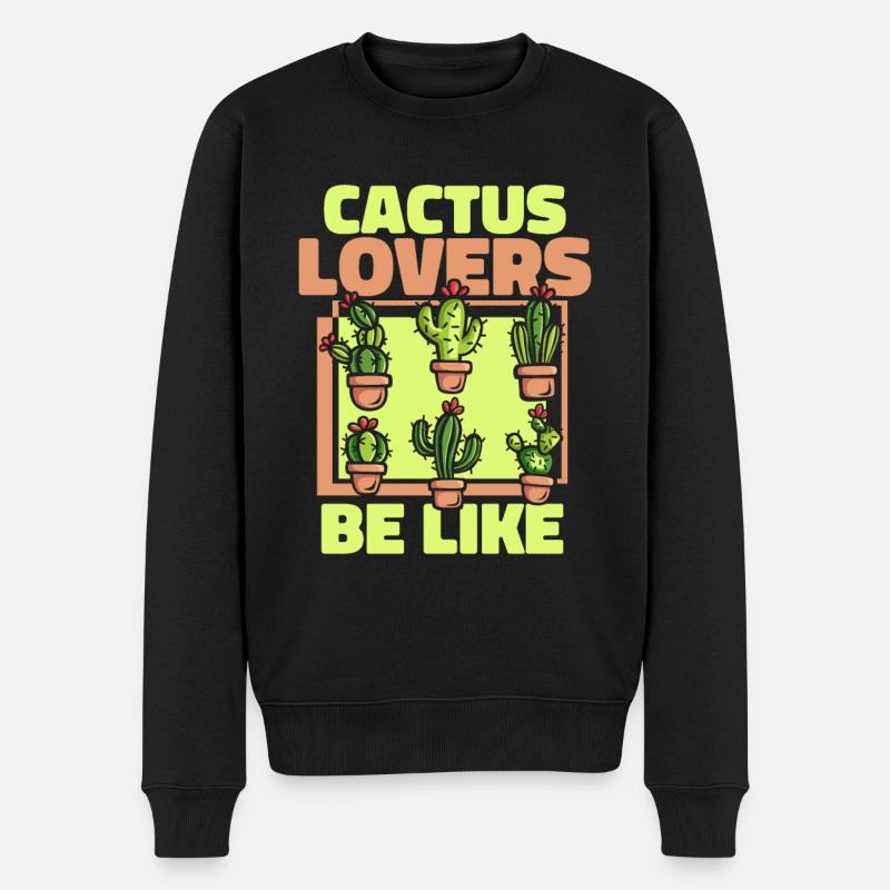 Kaktus Garten - Männer Premium Bio Pullover - Schwarz