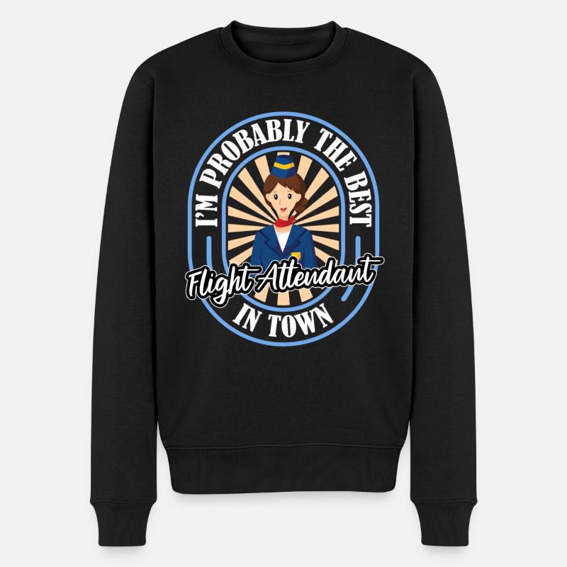 Flugbegleiter Stewardess Witzig - Männer Premium Bio Pullover - Schwarz