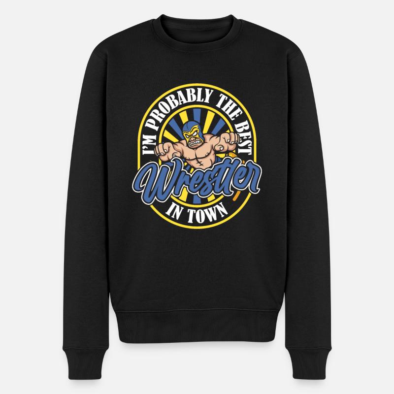 Wrestling Wrestler Humor - Männer Premium Bio Pullover - Schwarz