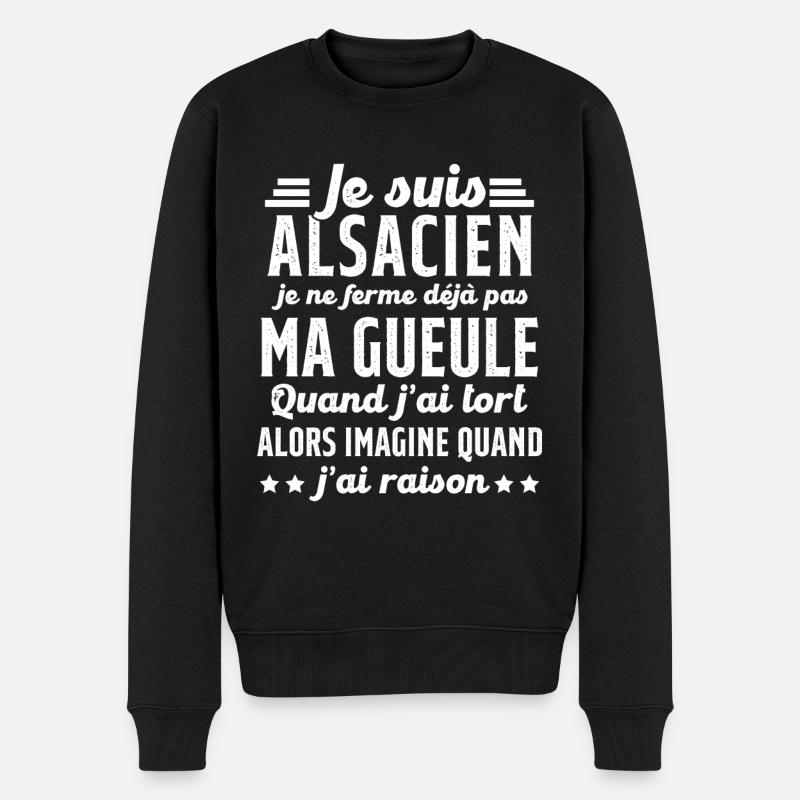Alsacien je ferme pas ma gueule humour alsace - Pull Premium bio Homme - noir