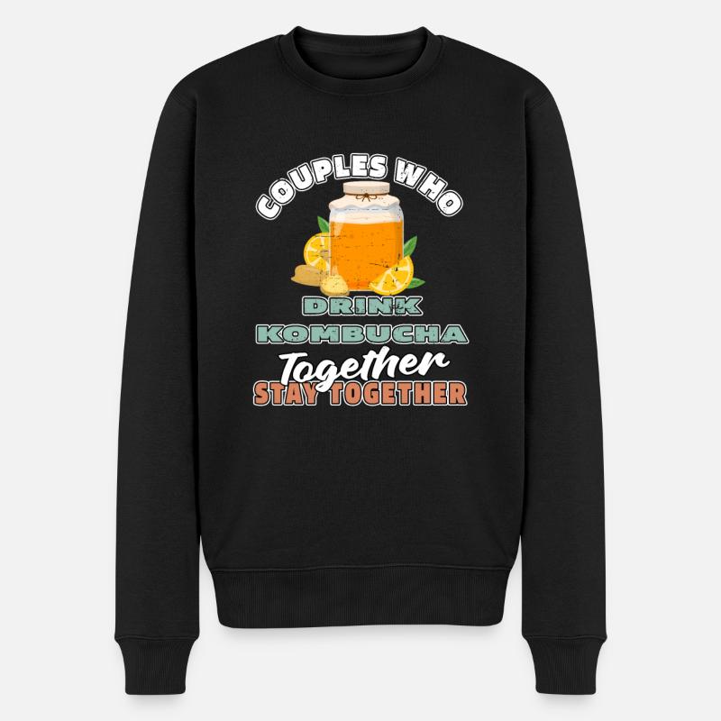 Kombucha Paar - Männer Premium Bio Pullover - Schwarz