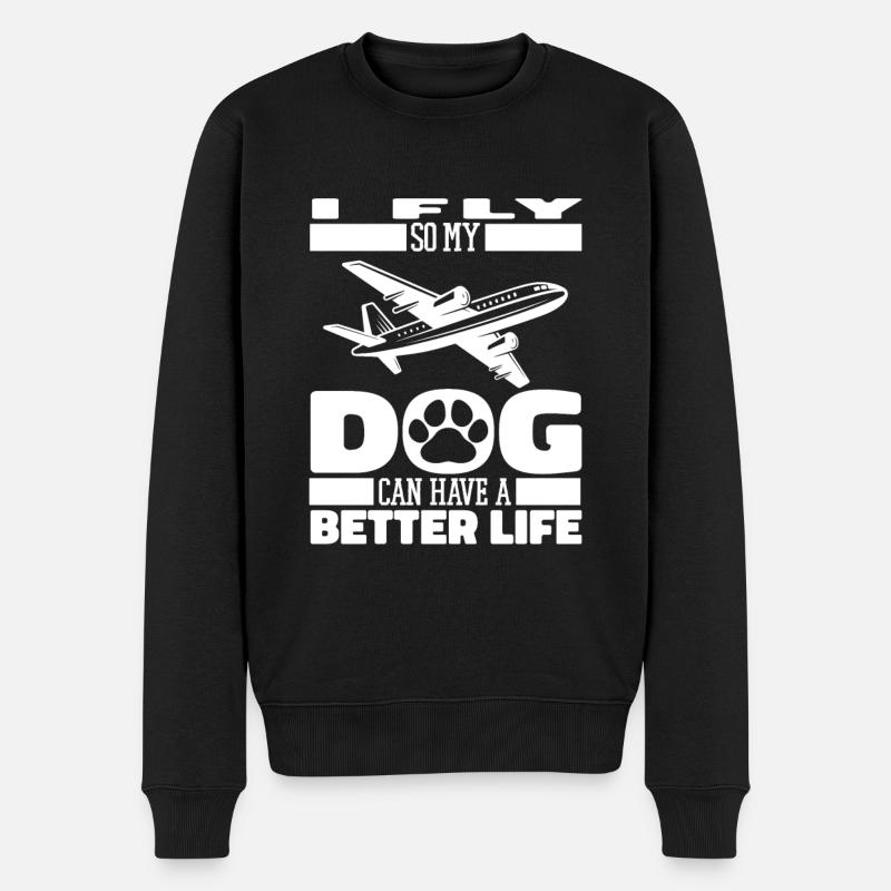 Flugbegleiter Stewardess Hund - Männer Premium Bio Pullover - Schwarz
