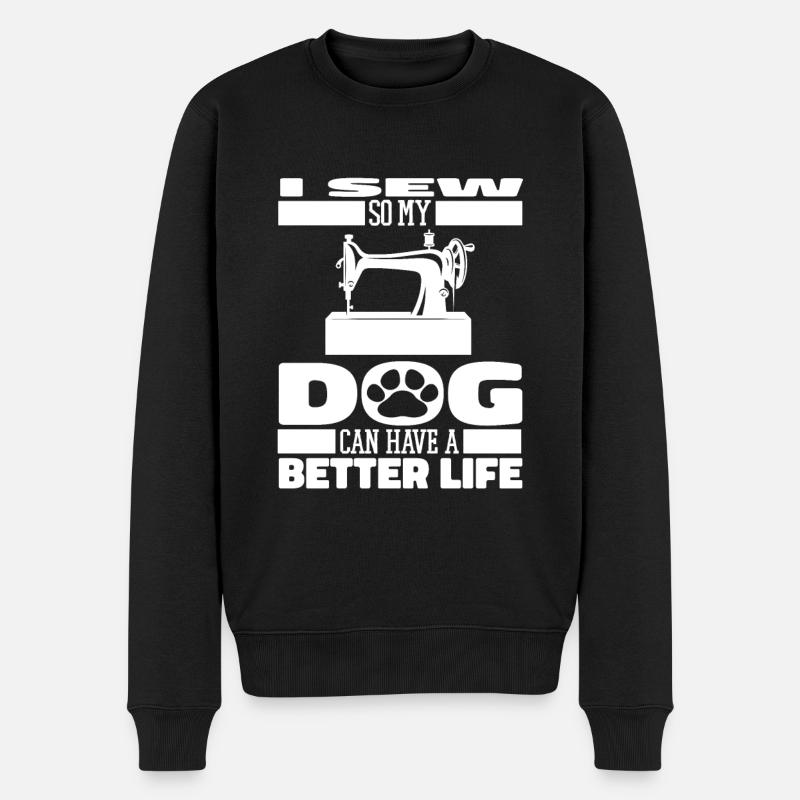 Nähen Nähmaschine Hund - Männer Premium Bio Pullover - Schwarz