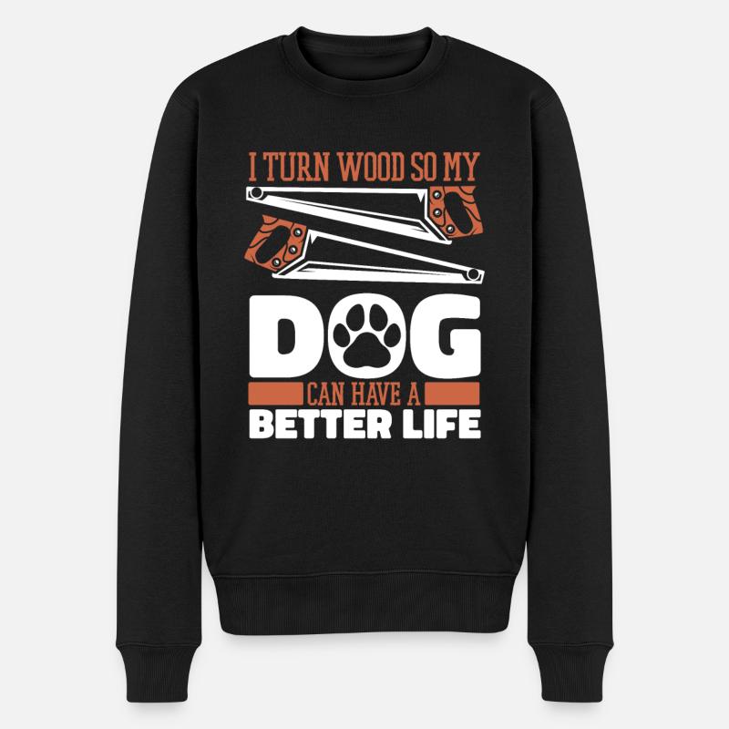 Drechseln Drechsler Hund - Männer Premium Bio Pullover - Schwarz