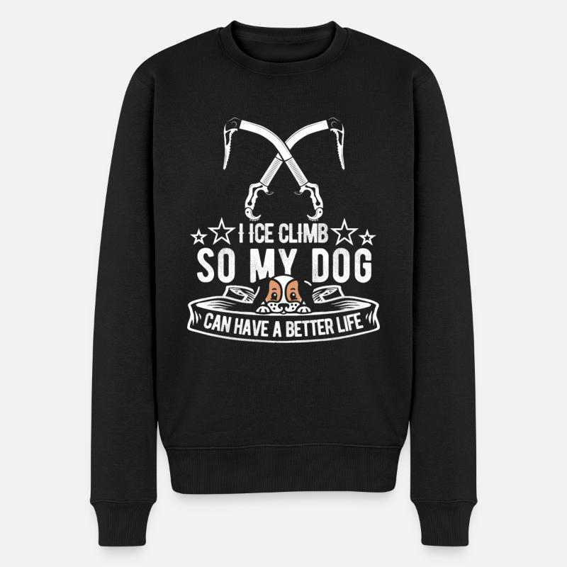 Eisklettern Hund - Männer Premium Bio Pullover - Schwarz