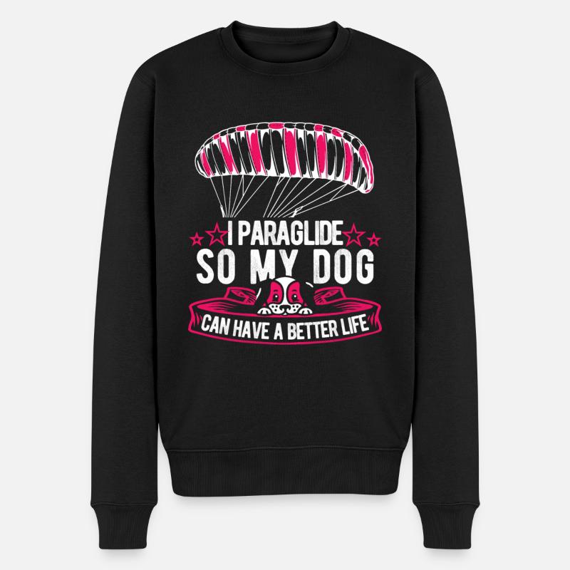 Paragleiter Paragleiten Hund - Männer Premium Bio Pullover - Schwarz