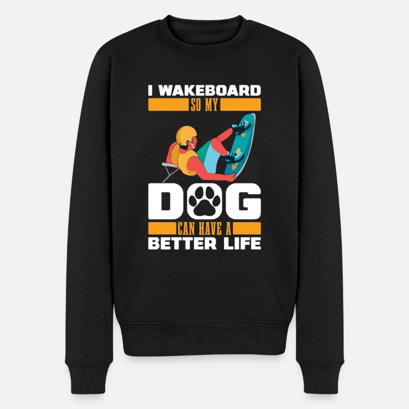 Wakeboard Wakeboarder Hund - Männer Premium Bio Pullover - Schwarz