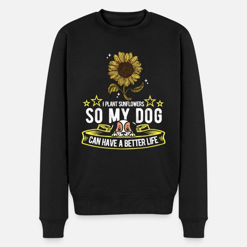 Chien tournesol - Pull Premium bio Homme - noir