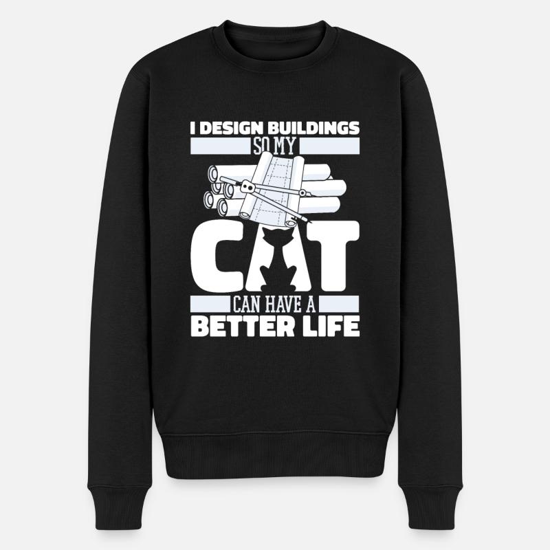 Architect Architecture Cat - Men's Premium Organic Jumper - black