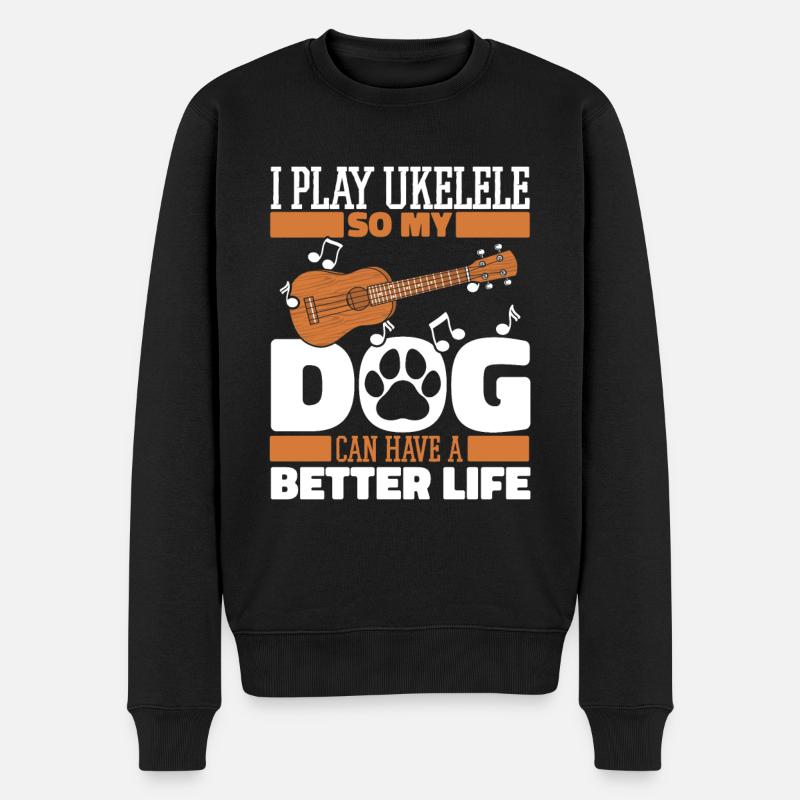 Ukulele Hund - Männer Premium Bio Pullover - Schwarz