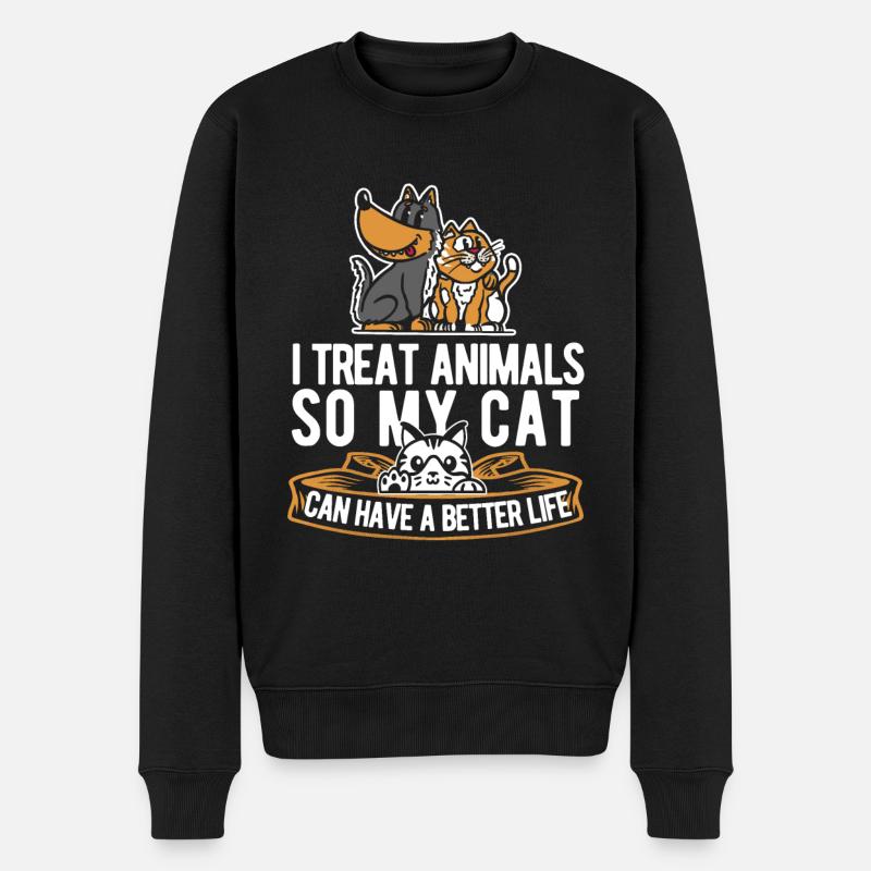 Tierarzt Veterinär Katze - Männer Premium Bio Pullover - Schwarz