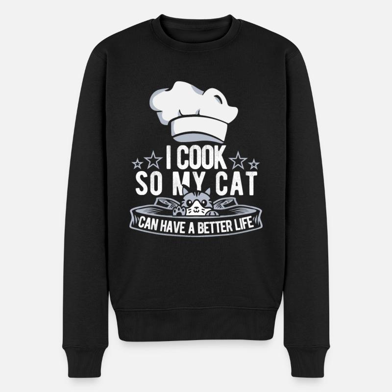 Koch Kochen Katze - Männer Premium Bio Pullover - Schwarz