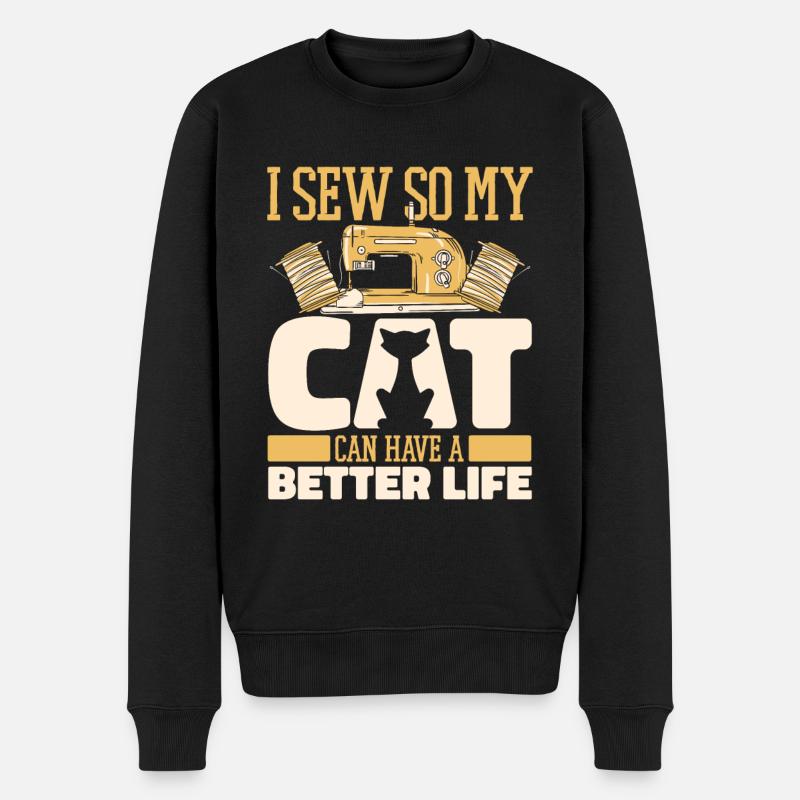 Machine à coudre Chat - Pull Premium bio Homme - noir