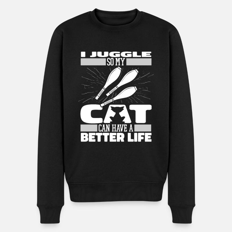 Jongler Jongleur Chat - Pull Premium bio Homme - noir