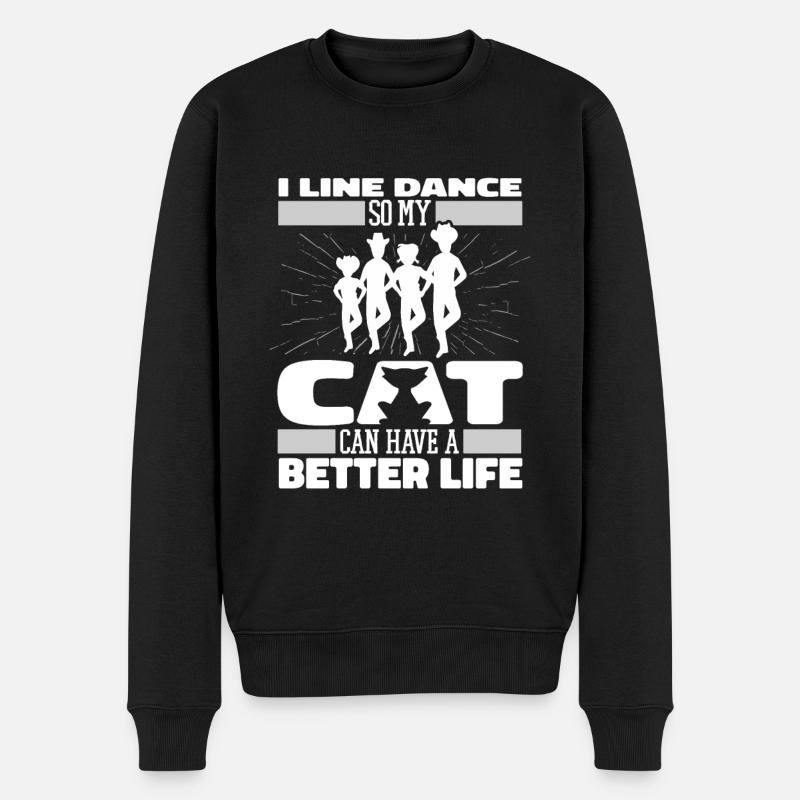 Line Dance Katze - Männer Premium Bio Pullover - Schwarz