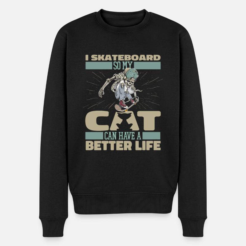 Skateboard Skater Cat - Pull Premium bio Homme - noir