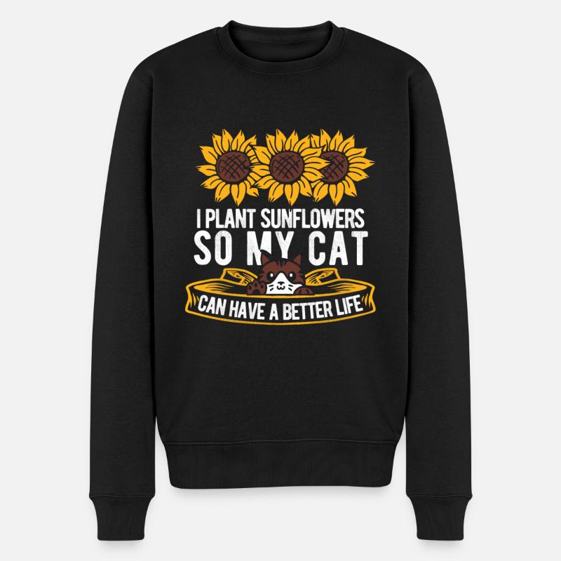Chat tournesol - Pull Premium bio Homme - noir