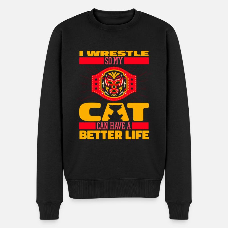 Lutte Chat lutteur - Pull Premium bio Homme - noir