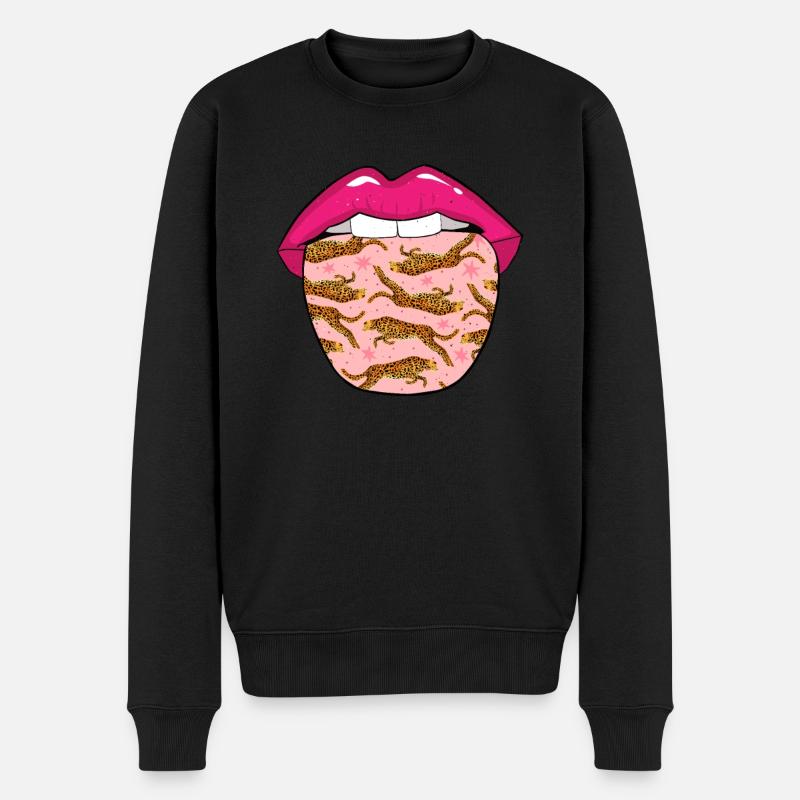 Jaguar Lippen - Männer Premium Bio Pullover - Schwarz