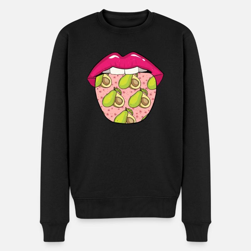 Avocado Zunge - Männer Premium Bio Pullover - Schwarz