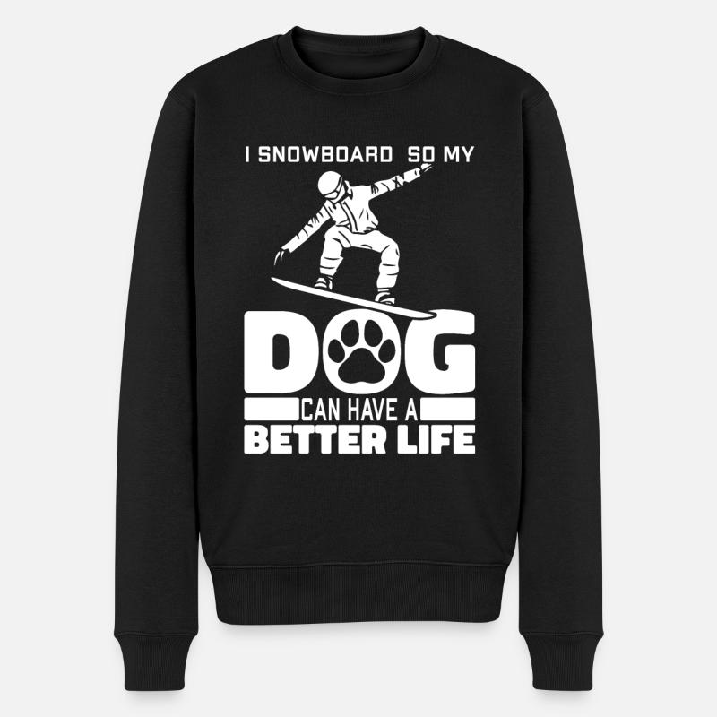 Snowboard Snowboarder Chien - Pull Premium bio Homme - noir