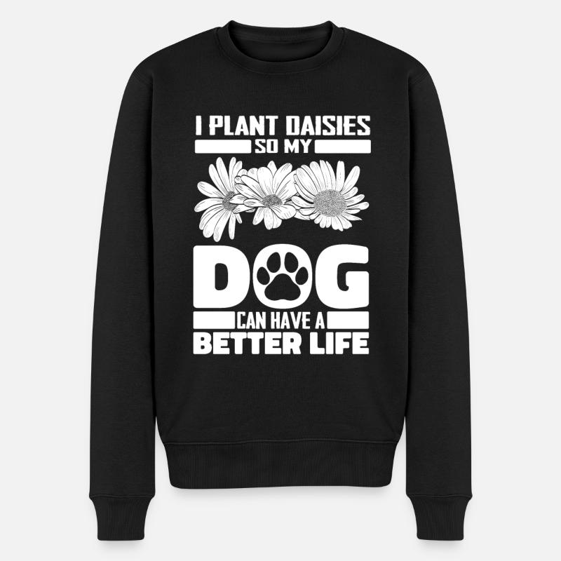Gänseblume Gänseblümchen Hund - Männer Premium Bio Pullover - Schwarz