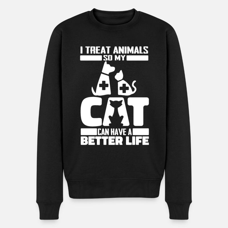 Vétérinaire Chat Vétérinaire - Pull Premium bio Homme - noir