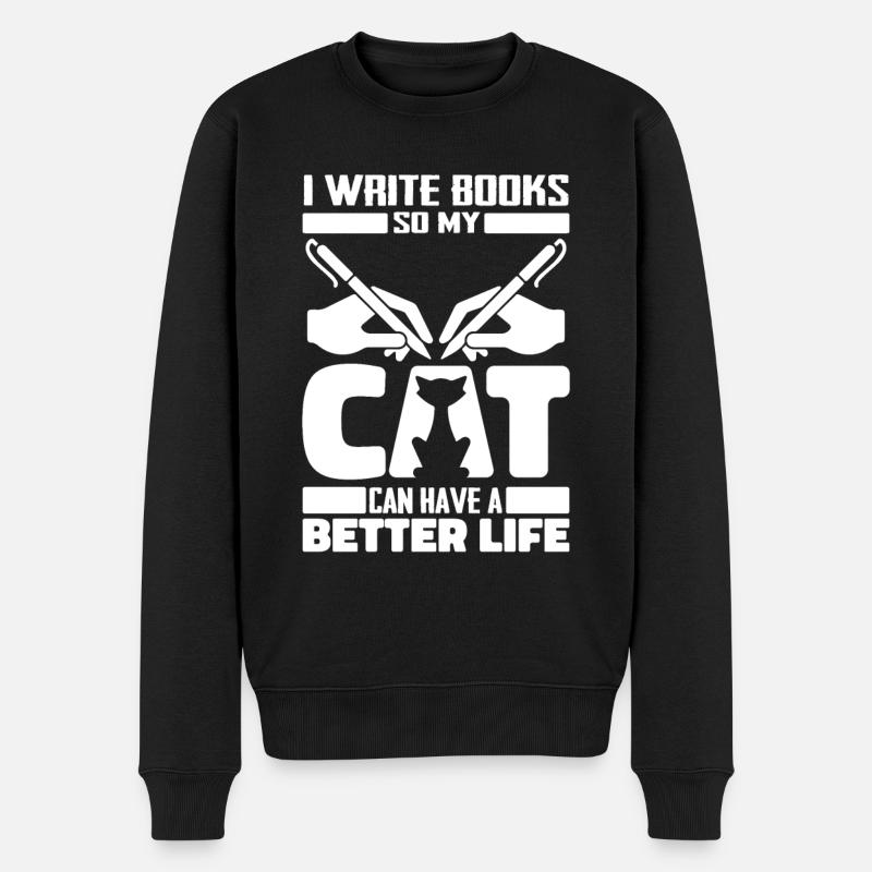 Ecrivain Auteur Chat - Pull Premium bio Homme - noir