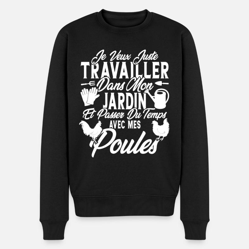Je veux juste passer du temps avec mes poules - Pull Premium bio Homme - noir