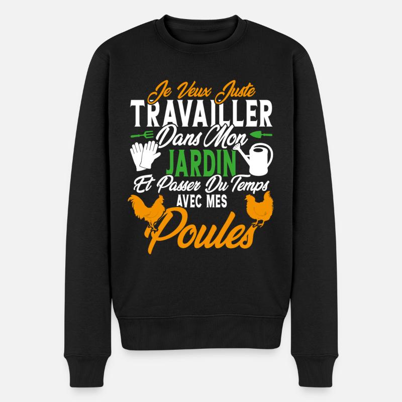 Je veux juste passer du temps avec mes poules - Pull Premium bio Homme - noir