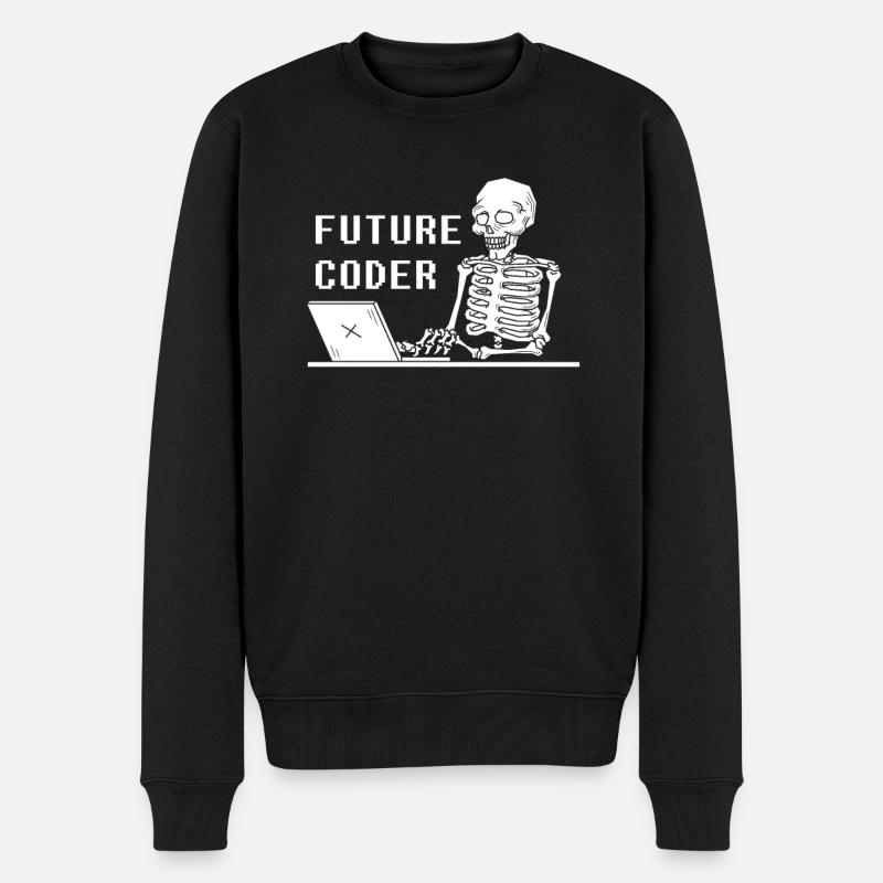 Développeur Coder Programmeur Squelette - Pull Premium bio Homme - noir