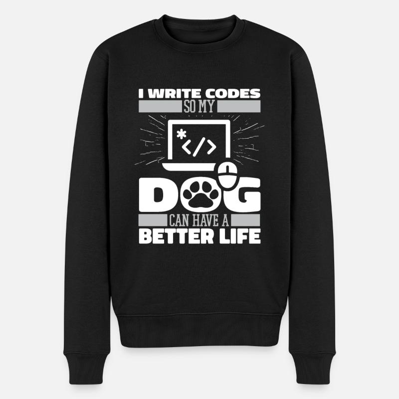 Entwickler Coder Programmierer Hund - Männer Premium Bio Pullover - Schwarz