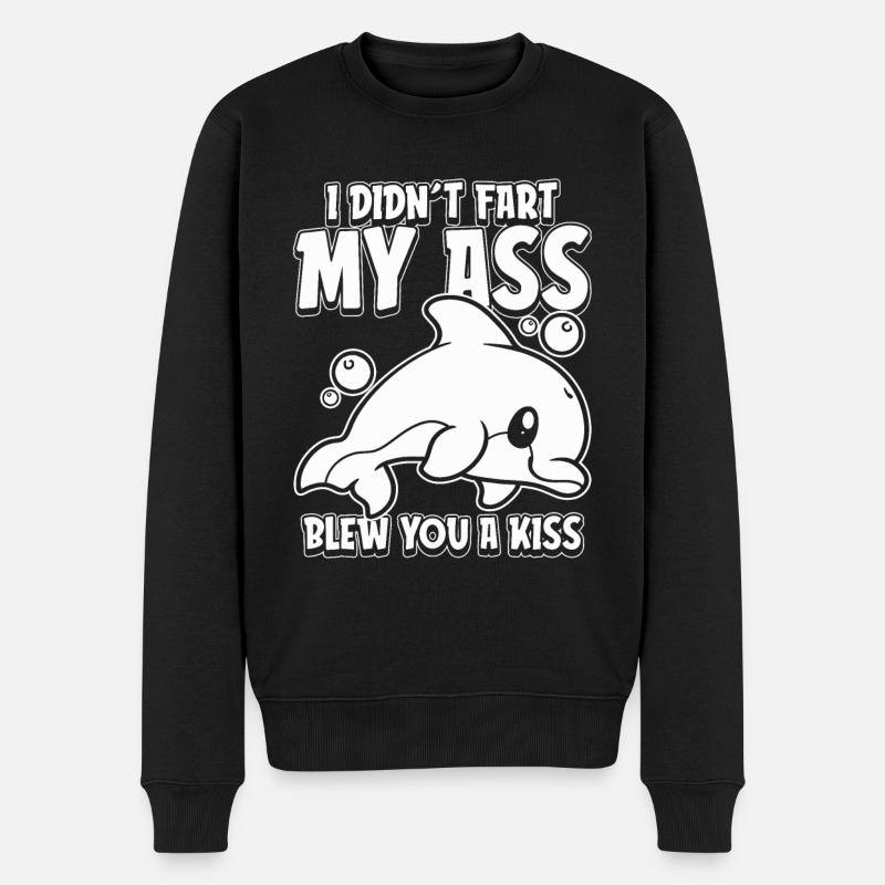 Delfin Delphin Witzig - Männer Premium Bio Pullover - Schwarz