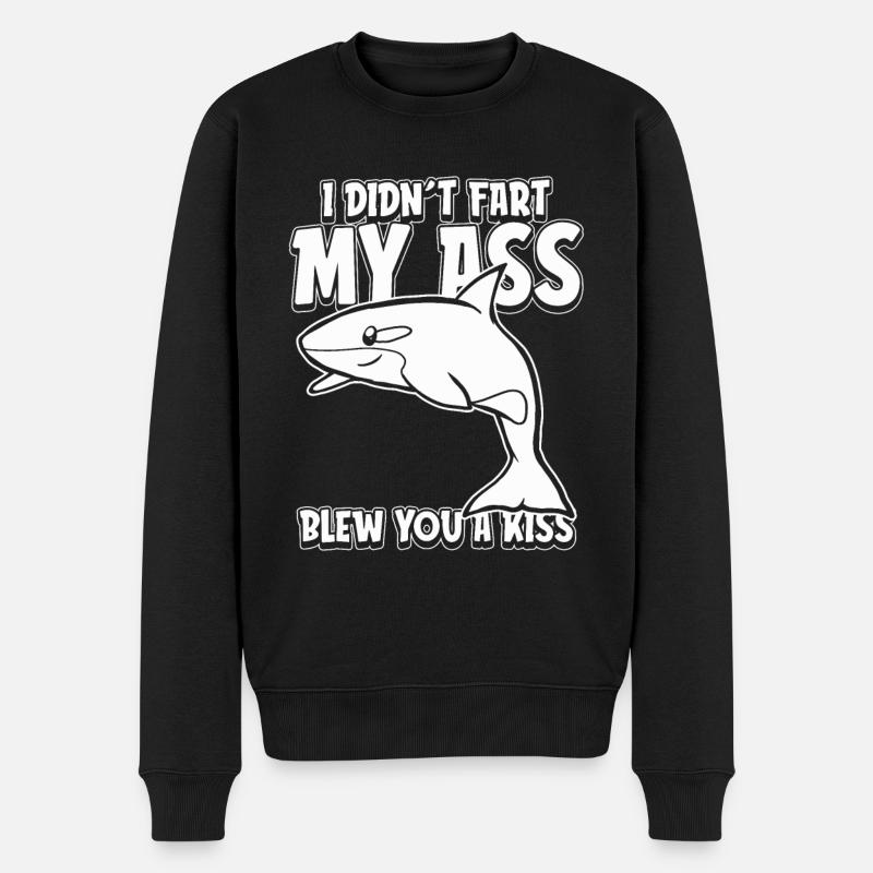 Haifisch Ironisch - Männer Premium Bio Pullover - Schwarz
