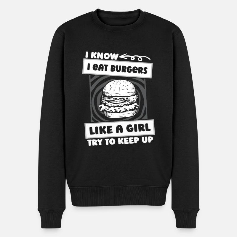 Burger Hamburger Mädchen - Männer Premium Bio Pullover - Schwarz