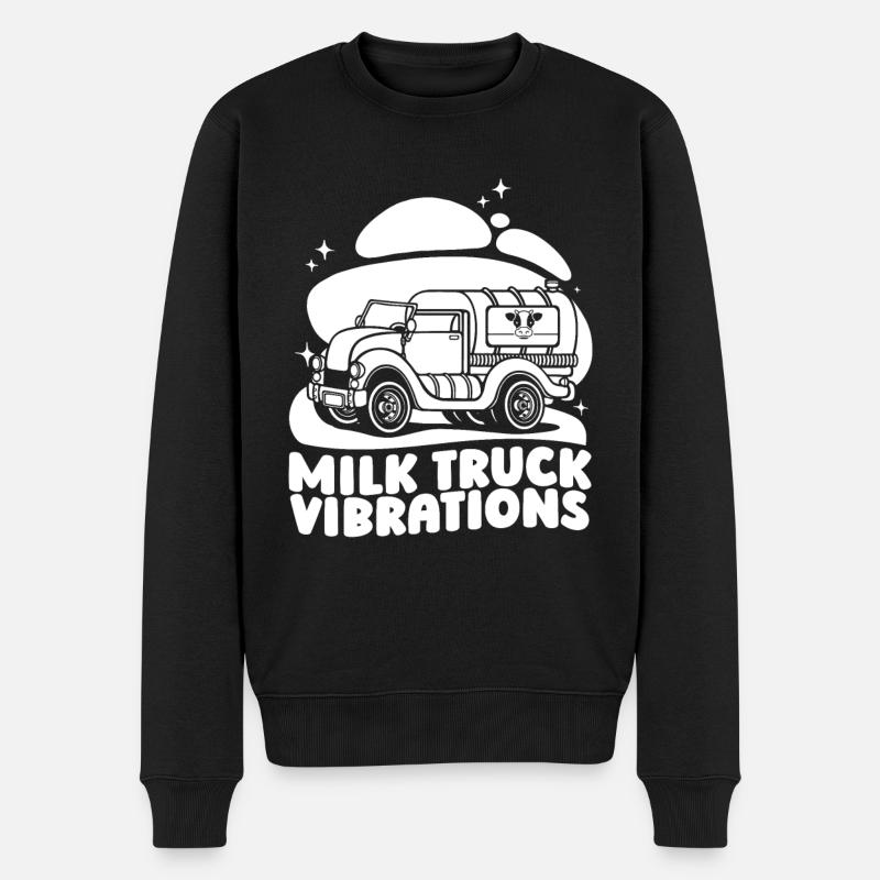 Kuh Milch Schwingungen Milchwagen - Männer Premium Bio Pullover - Schwarz
