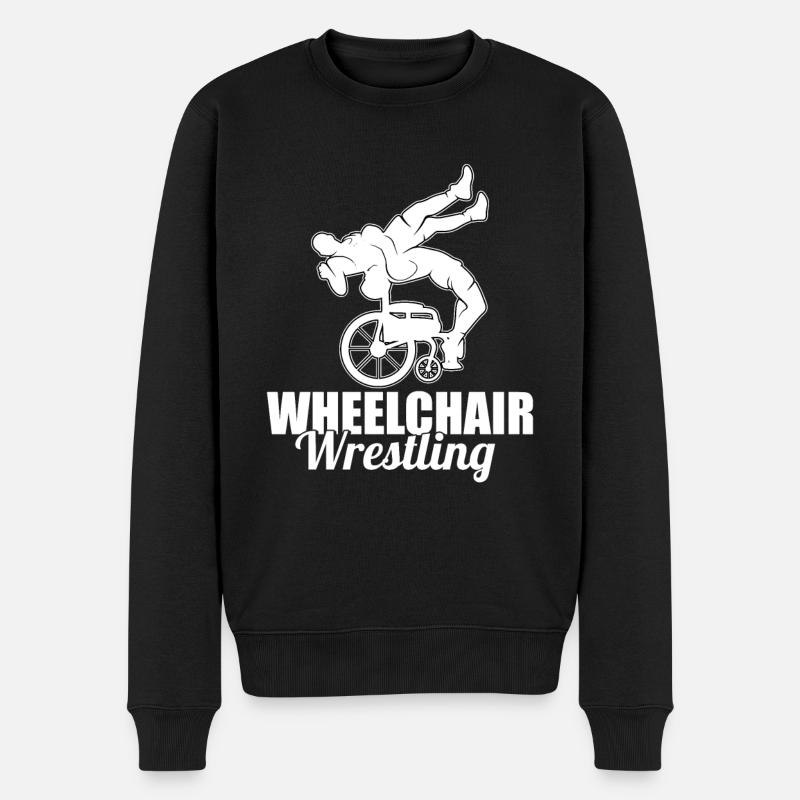 Wrestling Wrestler Rollstuhl - Männer Premium Bio Pullover - Schwarz