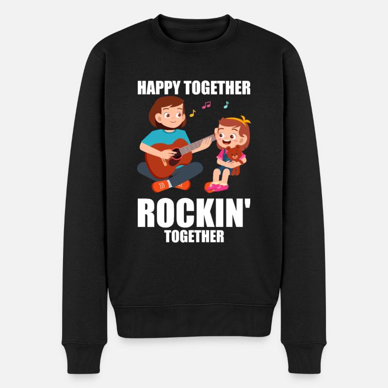 Mama Mutter Gitarre - Männer Premium Bio Pullover - Schwarz